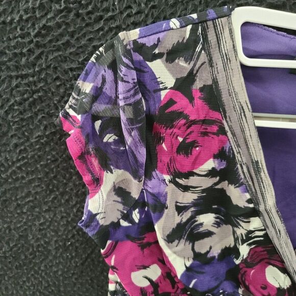 Axcess Womens Top Multi-Color Size Small 100% polyester Cap Sleeve Floral Design - Picture 9 of 12